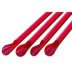 シバセ工業 916わらおストロー カキ氷用 スプーン 口径6mm×21cm 包装なし 500本入 赤 日本製