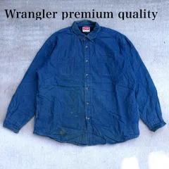 Wrangler premium quality(ラングラー)デニムシャツジャケット ダブルポケット/インディゴブルー/XL/メンズ/バングラデシュ製/アメカジ 古着