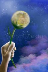 オリジナル手描きイラスト（満月の花）