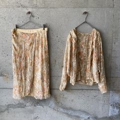 シースルー花柄ブラウスカーディガン+スカート