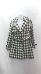 ◇ ⊇ JILLSTUART ジルスチュアート チェック柄 ウエストベルト 長袖 コート サイズM アイボリー ブラック レディース E  【1501230045582】