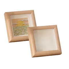 Akaaka 木製フォトフレーム チェキサイズ対応 ましかくスタンド 写真立て 正方形 ギフト 2個セット(ナチュラル) 