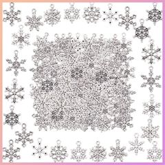 ☆人気商品☆SUNNYCLUE　120個12種　クリスマス　チャーム　雪花　チャーム　雪の華　パーツ　雪　ピアス　雪の華　イヤリング　冬　花　ネックレス　クリスマスプレゼント　ブレスレット　ゆき　キーホルダー　スノー　メタルパーツ　チベットスタイル　ヴィンテー