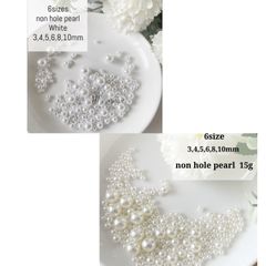 6サイズミックス 穴無しツヤパール ホワイト or オフホワイト 15g