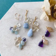 天然石　真冬の気まぐれチャームセット①　14KGF