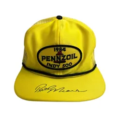 【キャップ/帽子】80s アメリカ製　PENNZOIL (ペンゾイル) トラッカーキャップ　メッシュキャップ　ワッペン　オイルメーカー　イエロー　黄色