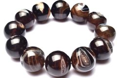 【１点物】大珠◇笑口ジオード ブラックサードオニキス　20mm　ブレスレット _MA1045