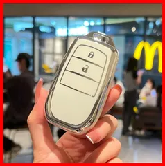 【匿名配送】トヨタ スマートキーケース TPU キーカバー ホワイト 2ボタン ハリアー プリウス 60系