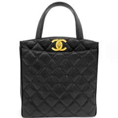 シャネル トートバッグ レディース マトラッセ ココマーク ココ ハンドバッグ ターンロック ヴィンテージ 鞄 かばん  CHANEL  キャビアスキン   ブラック 黒 ゴールド金具 人気【中古品】