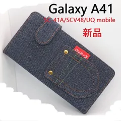 新品■Galaxy A41 SC-41A/SCV48/UQ mobile専用デニムB生地手帳型スマホケース・SC41A scv48 sc-41a moac