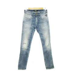 リプレイ REPLAY デニムパンツ ジーンズ ウオッシュ加工 ダメージ加工 W28 L32 青 ブルー /AH2 ■GY11