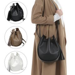 【桜田ひよりさん ドラマ「すきすきワンワン！」使用】ショルダーバッグ レディース 斜めがけ 大人 小さめ ブランド 巾着 2way ポシェット 本革 斜め掛け 日本製 A-LOOK エールック h アッシュ LH-3314