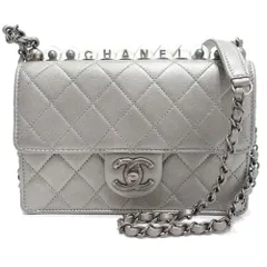 【栄】シャネル ミニマトラッセ ショルダーバッグ クリアパール 30番台 レザー シルバー金具