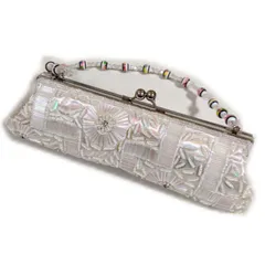 【訳あり】3WAY ビーズバッグ パーティーバッグ（ホワイト）クラッチ バッグ フォーマルバッグ パーティー 結婚式  ビーズ スパンコール 結婚式 2次会 ドレス 卒業式 入学式 キラキラ フォーマル ハンドメイド ウエディング 発表会