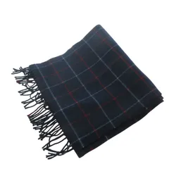 バーバリーズ Burberrys 美品 ラムウール100% ノバチェック マフラー ストール フリンジ 英国製 紺 ネイビー 赤 IBO61 1126