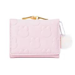 [トカリリ] がま口 財布 女の子 子供用 小学生向け 二つ折り ウサギ デザイン コンパクト 軽量 レディース プレゼント 大容量 小銭入れ付き ガールズ (ウサギ, ピンク) [ピンク] [ウサギ]