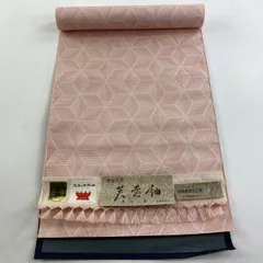 反物 秀品 紬 幾何学 赤 正絹 【中古】