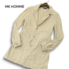 MK HOMME ミッシェルクラン オム 春夏 麻 リネン混★ スプリング ステンカラー コート Sz.L メンズ ベージュ