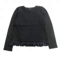 美品 メイソングレイ MAYSON GREY メッシュ 切替 カットソー 裾フリンジ プルオーバー ニット 2107-46134 SIZE2 黒 ブラック レディース