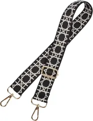 Lelotte ショルダーストラップ バッグ用 太め ショルダーベルト 単品 柄 付け替え 調整可能 交換用 ショルダー紐(グリッドブラック)