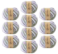 原ウール Knitworm 毛糸 10玉セット チャティカラフルモール 超極太 40g(約32m) ポリエステル100% 3.ランチ [3.ランチ]