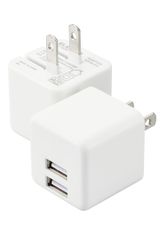 【迅速発送】エレコム 充電器 2個セット USB コンセント USB-A 2ポート 最大12W 5V 2A 折りたたみ式プラグ おまかせ充電対応 2台同時充電 ホワイト EC-AC9112WH