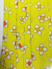 ハンドメイド＊バイアス18＊黄色地にレトロフラワー