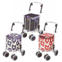 アルミワイヤーカート　A-0245Mメッシュ紺 A-0245H 花柄赤 A-0245H花柄青　ユーバ産業　ショッピングカート　歩行 散歩 誕生日 敬老の日 プレゼント ギフト