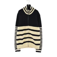 Maison Margiela (メゾンマルジェラ) 20SS ボーダー ドライバーズニットカーディガンジャケット ジップアップ ネイビー/ホワイト S50GP0208のサムネイル