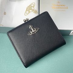 新品  ヴィヴィアンウエストウッド 二つ折り財布  三つ折り がま口 財布 43631　ブラック レディース　カード入れ　小銭入れ　折りたたみ財布