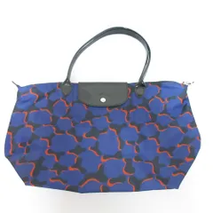 美品 LONGCHAMP ロンシャン ルプリアージュ ネオ 総柄 トートバッグ ネイビー系 レディース 古着 中古 USED