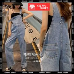 サロペット レディース デニムパンツ 美脚 オーバーオール オールインワン ロングパンツ ジーンズ ストレート ジーパン 韓国ファッション 大人 ストリート風 カジュアル ボトムス サスペンダーパンツ 裾ロールアップ 長めの丈感 CH86XANYT-011