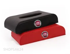 フィアット FIAT  エンブレム自動車用ティッシュボックスケース 高級レザー製ティッシュBOX   ブラック/レッド 2色選択  500c 500 600 850 124 126 127  128675のサムネイル