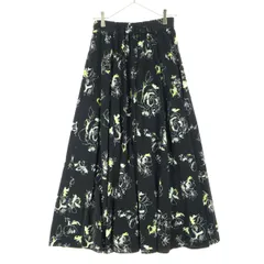 美品 niko and... ニコアンド 花柄 ロング丈 スカート L ブラック レディース 古着