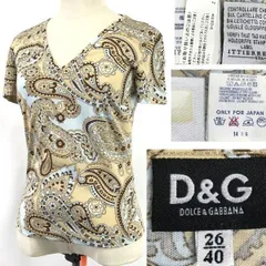 美品/日本正規代理店タグ★ドルチェ＆ガッバーナ/D&G★ペイズリー柄/半袖Tシャツ/カットソー【レディースM-L/ベージュ】tops/Shirt◆cBH845<sale>のサムネイル