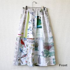 リメイク スカート ペナントクロス 総柄  ゴム 中古素材【UR-0722】