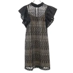 Lily Brown リリーブラウン フレンチスリーブ レース ミニワンピース 0 ブラック レディース 古着