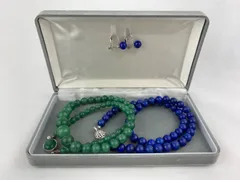 B-5.ネックレス　イヤリング　シルバー　ブルー　グリーン
