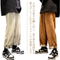 ワイドパンツ レディース コーデュロイパンツ チェック柄 ロングパンツ ズボン ボトムス ガウチョパンツ ストレートパンツ スラックス ワイド 体型カバー 薄手 着痩せ レトロ ゆったり#cr1162