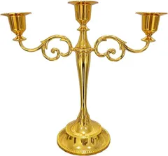 elrinrin 蝋燭立て キャンドルスタンド アンティーク調 燭台 3本立て キャンドルホルダー インテリア 3又/金色(E 3又/金色)