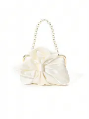 バッグ レディース ドレスバッグ ロマンチックでエレガントなちょう結びサテンフェイクパール クラッチバッグ、パーティー、イブニングイベントに最適、集まり、結婚式、誕生日、バレンタインに適しています