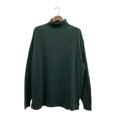 90年代 USA製 Polo by Ralph Lauren ポロ ラルフローレン タートルネック 長袖Ｔシャツ グリーン (メンズ XL) 中古 古着 P7149