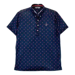 サイズ：L AND PER SE アンパスィ  半袖 ポロシャツ 総柄 ネイビー系 [240101235205]# ゴルフウェア メンズ ストスト