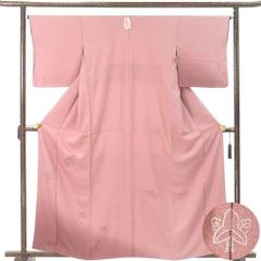 付下 身丈162cm 裄66cm 前幅24cm 後幅28cm 袖丈49cm 袖幅33cm レディース 袷 扇面 裄長 裄M-Lサイズ 秋冬春用 正絹（シルク）ピンク 未使用品 リメイク リユース リサイクル【呉服のきくや】