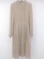 ◇ OLIVE des OLIVE 総柄 スタンドカラー 長袖 膝下丈 ワンピース サイズF ライトベージュ ブラウン系 マルチ レディース E  【1304260002859】