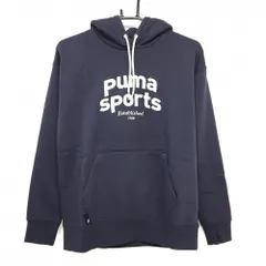 【超美品】プーマ パーカー ネイビー フロントロゴ刺しゅう 裏起毛 メンズ US-XS ゴルフウェア PUMA