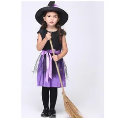 ハロウィン 衣装 子供 女の子 魔女 コスプレ キッズ 子供 ハロウィーン 衣装 女の子 仮装 コスチューム 女の子 halloween party パーティー 子供ドレス 子供服 ワンピース ウィッチ 発表会 紫 ドレス 子供用 イベント 学園祭 文化祭