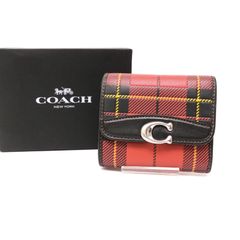 コーチ CG183 バンディット ウォレット プラッド プリント 折り財布 ウォレット folded wallet チェック レザー 本革 黒 ブラック black 赤 レッド red COACH