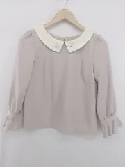 ◇ evelyn エブリン 装飾ビジュー キャンディースリーブ 長袖 ブラウス カットソー サイズＭ ピンク系 レディース メンズ P 【1307150012259】