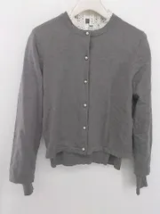 ◇ KUMIKYOKU 組曲 レースカラー ニット カーディガン カットソー アンサンブル サイズS2 グレー ホワイト系 レディース P 1308010005688